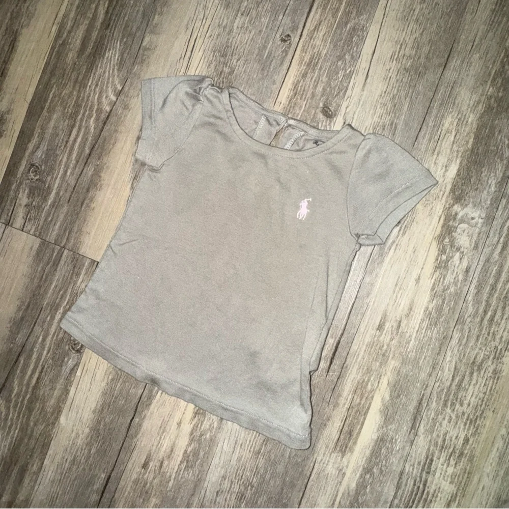 Ralph Lauren Kids Silver Tee with Pink Logo